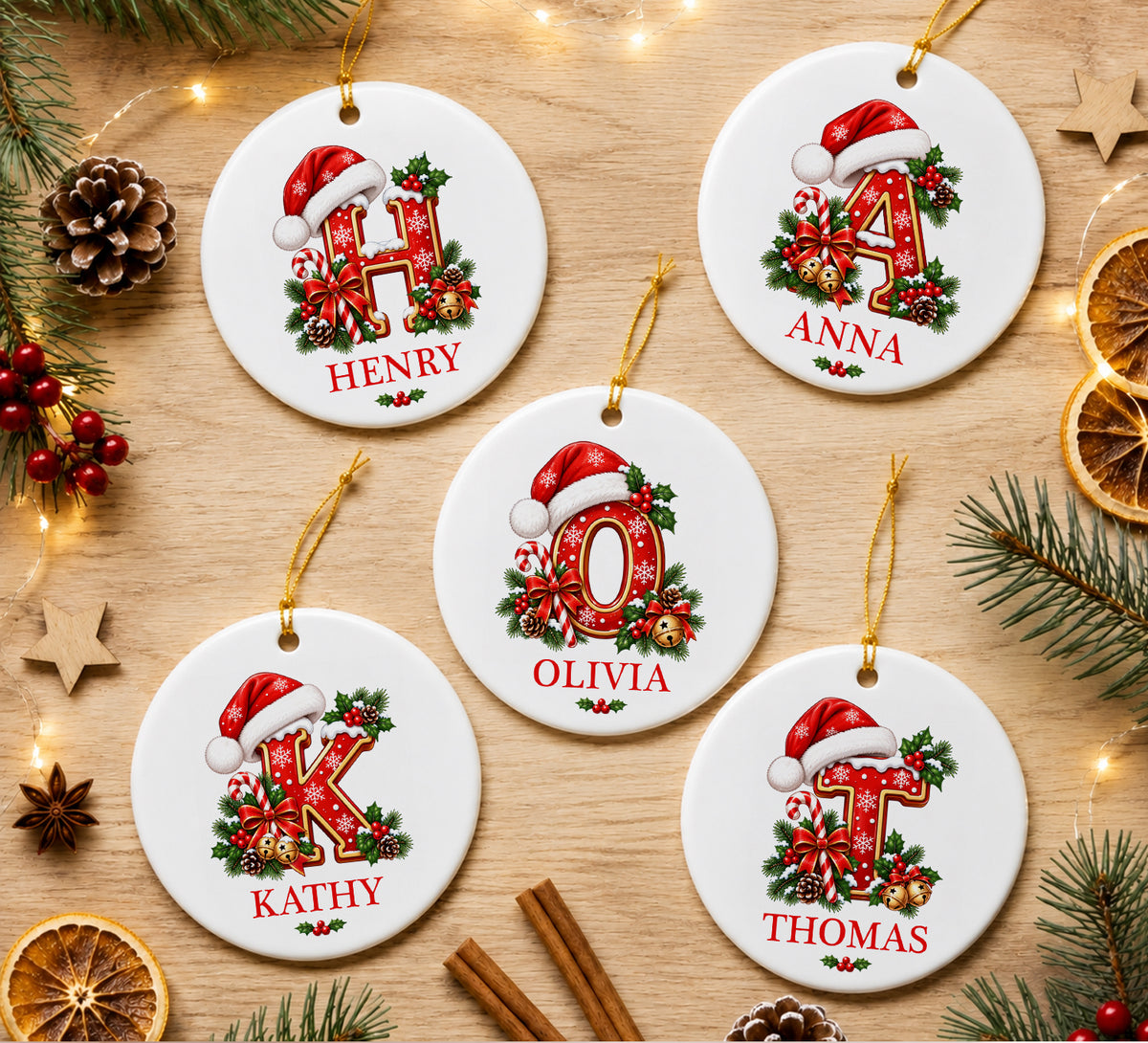 Personalized Initial Ornament, Custom Letter & Name Tree Decor, Monogram Holiday Ornament, Christmas Family Yearly Keepsake, Coworker Gift