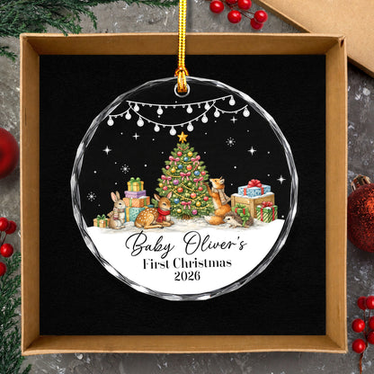 Baby 1st Christmas Ornament Pine Tree Gift - Custom Name Glass Ornament 2026