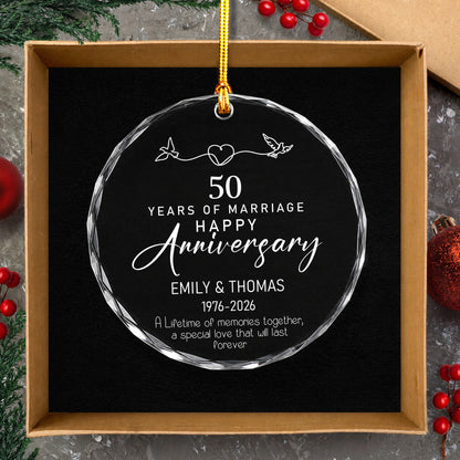 Year Of Marriage Happy Anniversary Custom Name Date Glass Xmas Ornament 2026