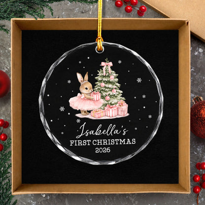 Baby 1st Christmas Ornament Rabbit - Custom Name Glass Ornament 2026