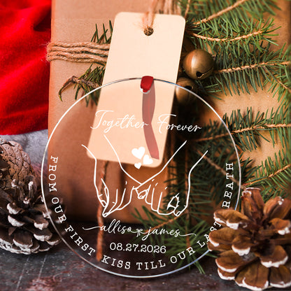 Together Forever Anniversary Custom Name Glass Xmas Ornament 2026