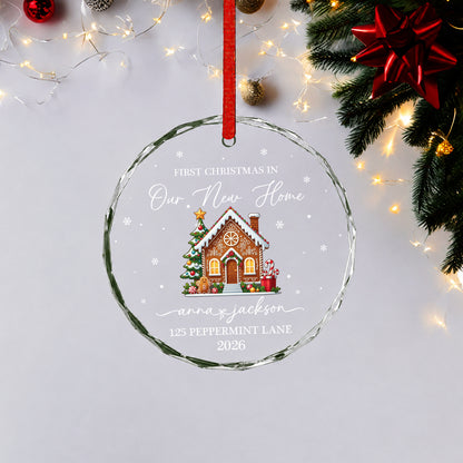 First Christmas In New Home Custom Name Glass Xmas Ornament 2026