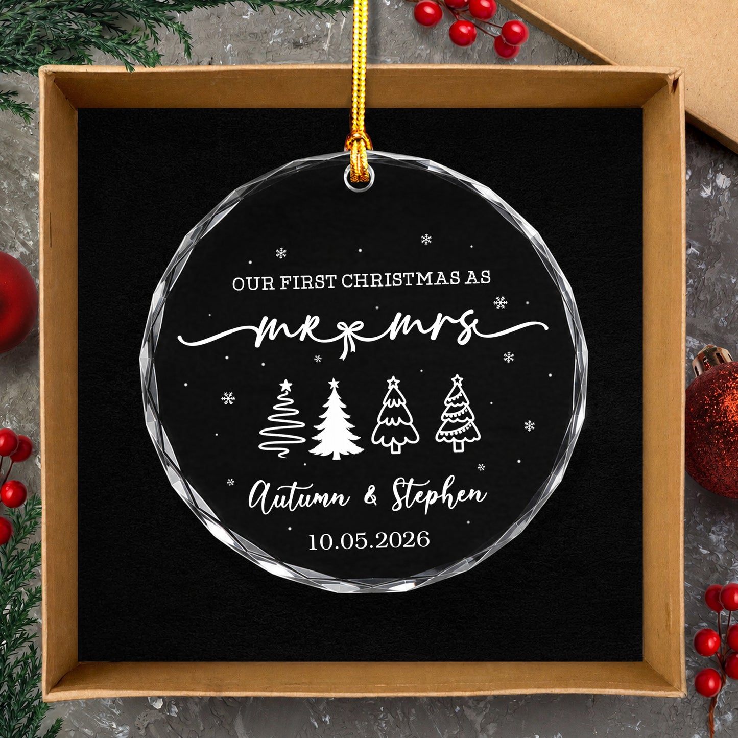 Our First Christmas Mr & Mrs Glass Xmas Ornament 2026