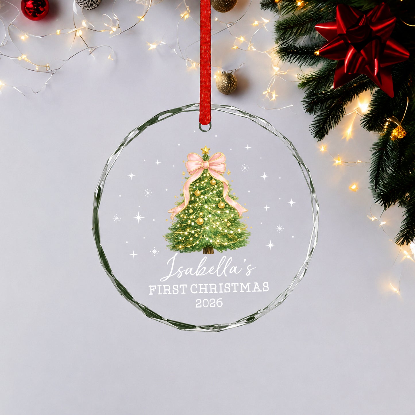 Baby 1st Christmas Ornament - Custom Name Glass Ornament 2026