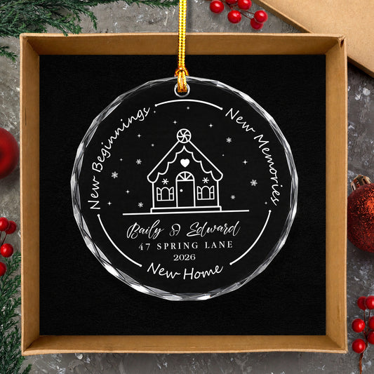 New Beginning New Home Custom Name Glass Xmas Ornament 2026