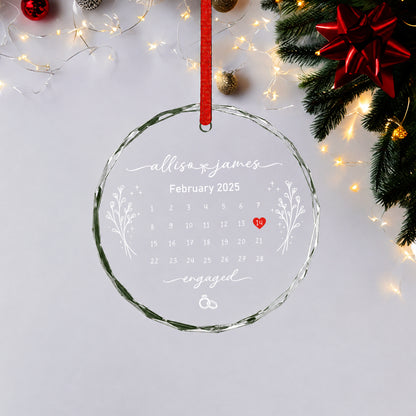 Anniversary Custom Date Time Name Glass Xmas Ornament 2026