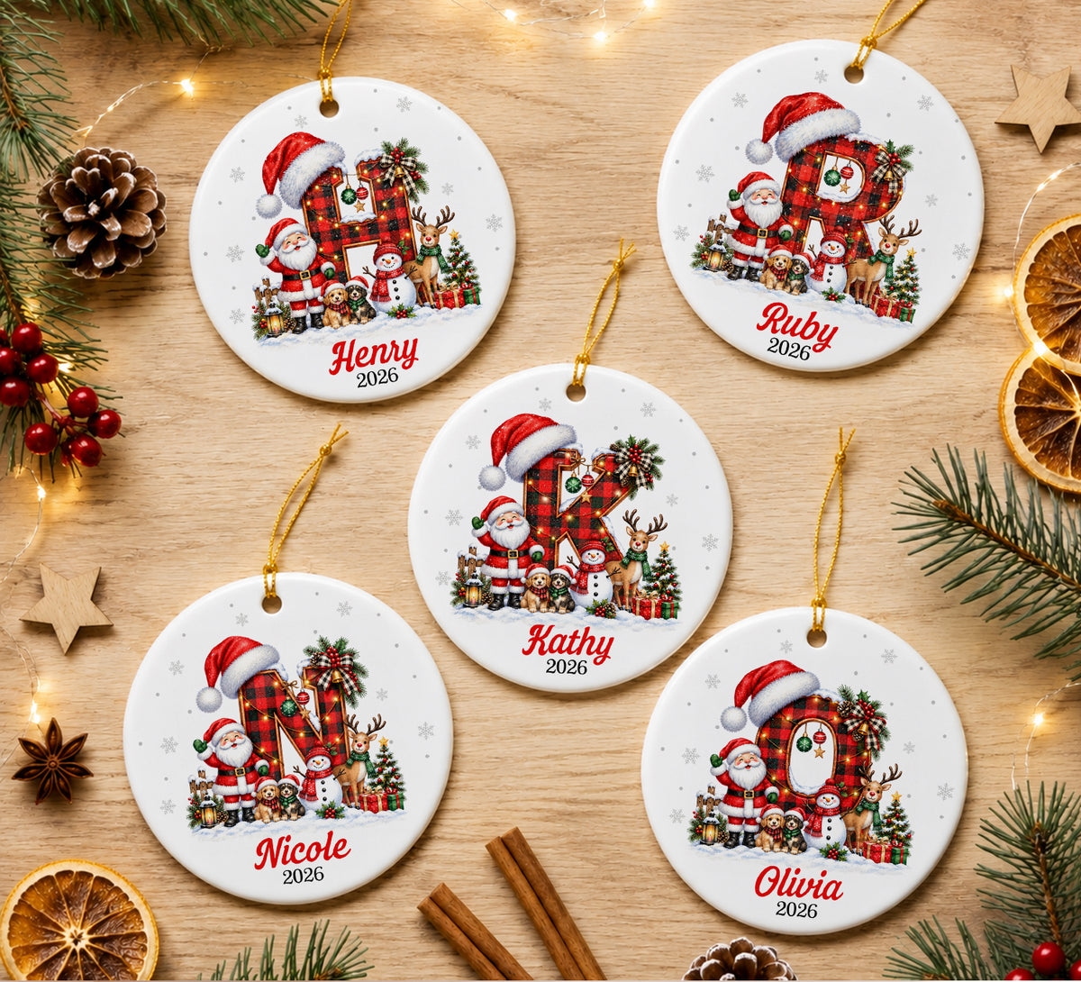 Personalized Christmas Letter Name Ornament: 2025 Family Keepsake Gift