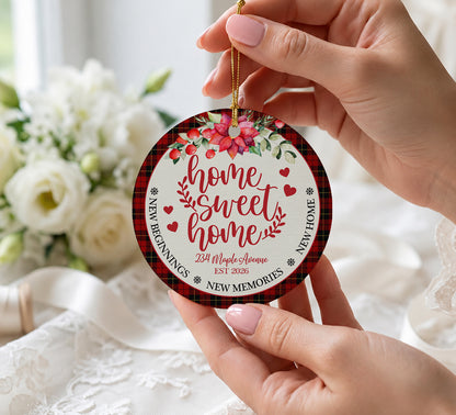 Home Sweat Home New Beginning - Custom Name & Address Ceramic Xmas Ornament 2026