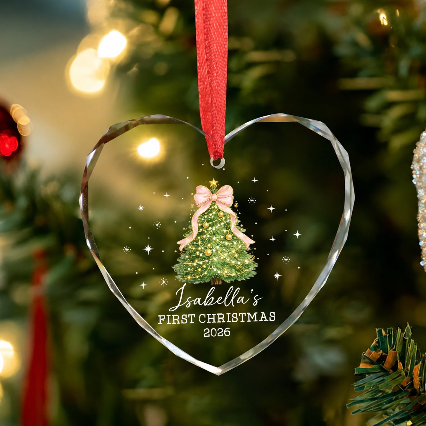 Baby 1st Christmas Ornament - Custom Name Glass Ornament 2026