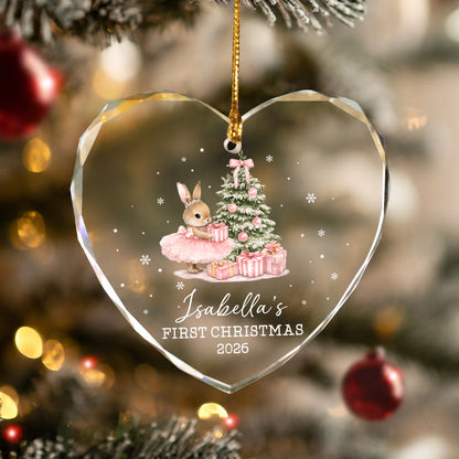 Baby 1st Christmas Ornament Rabbit - Custom Name Glass Ornament 2026