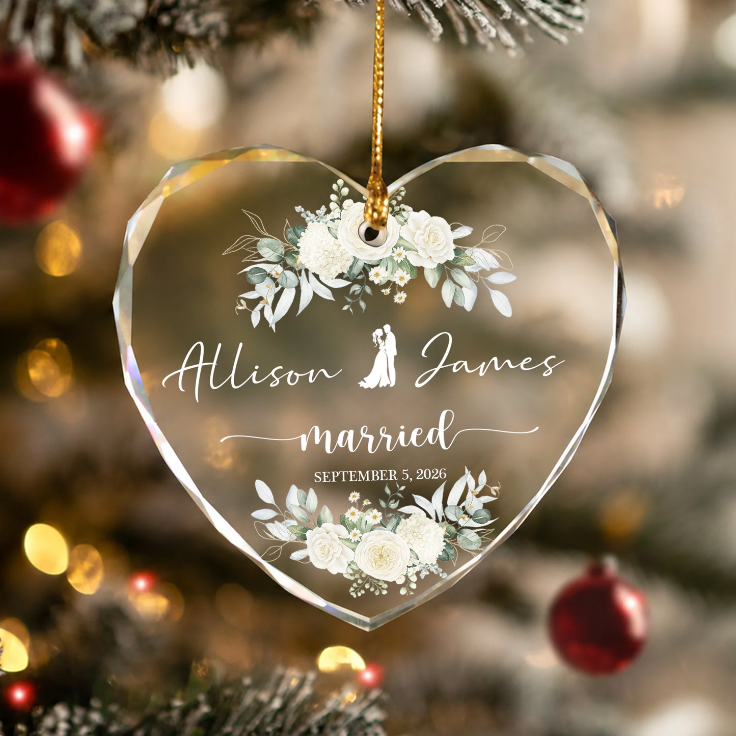 Marriage Custom Name Glass Xmas Ornament 2026