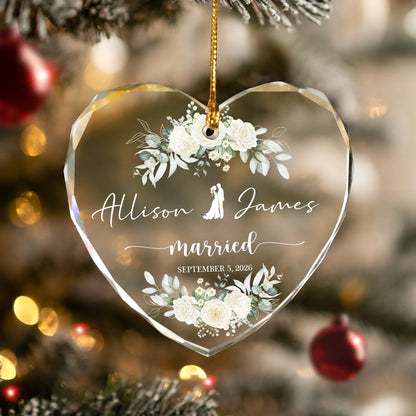 Marriage Custom Name Glass Xmas Ornament 2026