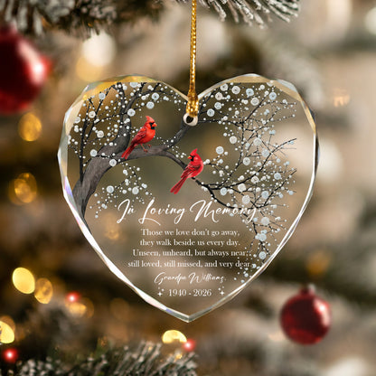 In Loving Memory Cardinal Bird - Image Memorial Christmas Glass Ornament Xmas 2026