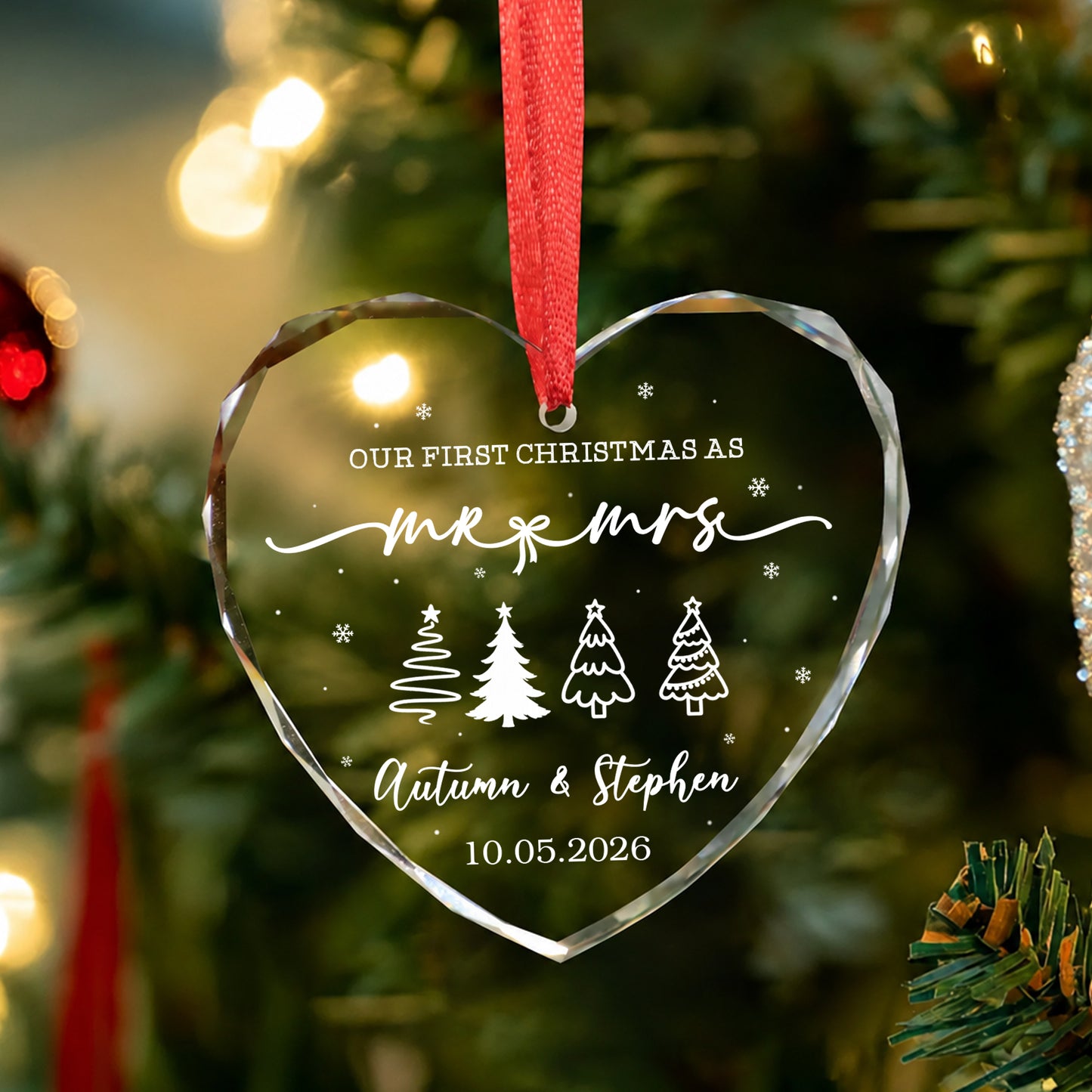 Our First Christmas Mr & Mrs Glass Xmas Ornament 2026