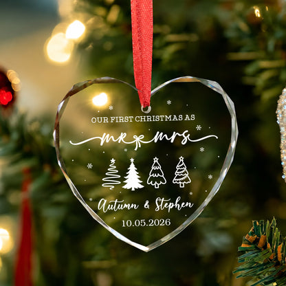 Our First Christmas Mr & Mrs Glass Xmas Ornament 2026