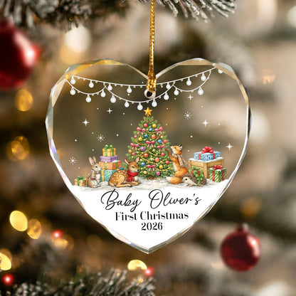 Baby 1st Christmas Ornament Pine Tree Gift - Custom Name Glass Ornament 2026