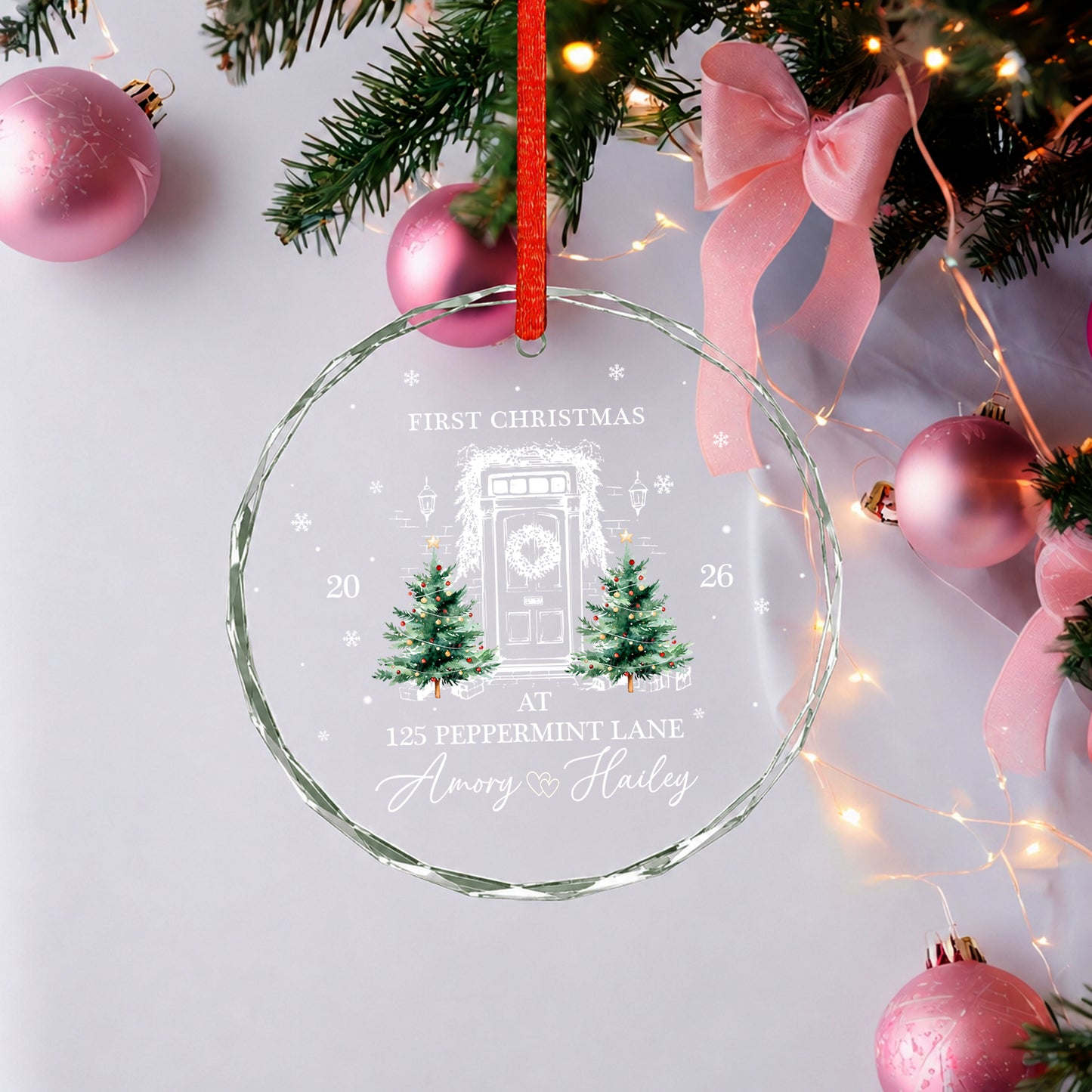 First Christmas New Home Custom Name Glass Xmas Ornament 2026