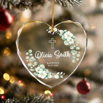 Custom Date Time & Name Christian Glass Ornament Xmas 2026