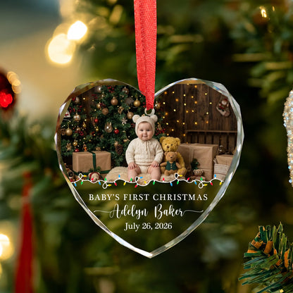 Baby 1st Christmas Ornament Image - Custom Name Glass Ornament 2026