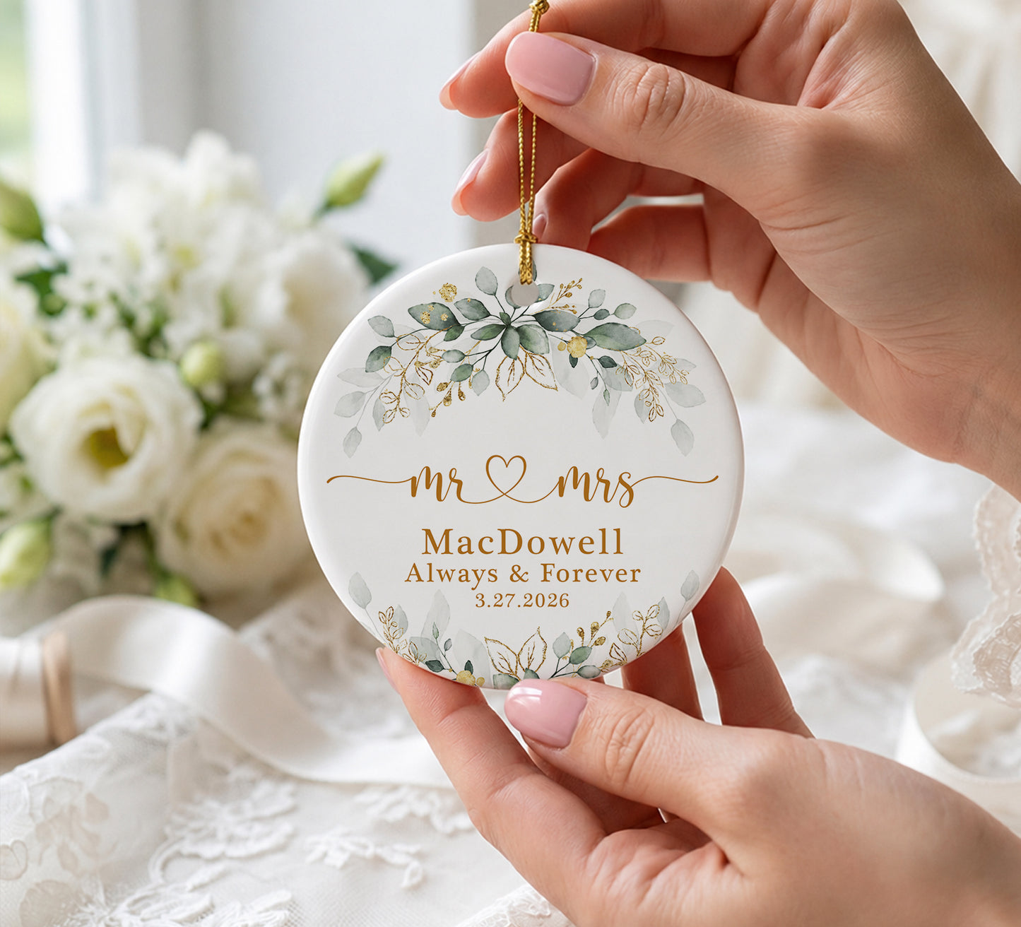 Anniversary Custom Name Ceramic Xmas Ornament 2026