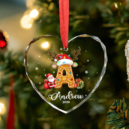 Init Letter Cookie Custom Name Christmas Glass Ornament Xmas 2026