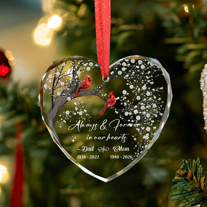 In Our Heart Cardinal Bird - Image Memorial Christmas Glass Ornament Xmas 2026