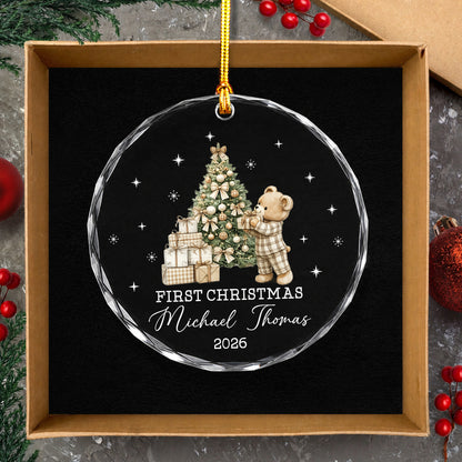 Baby 1st Christmas Ornament - Custom Name Heart Glass Ornament 2026