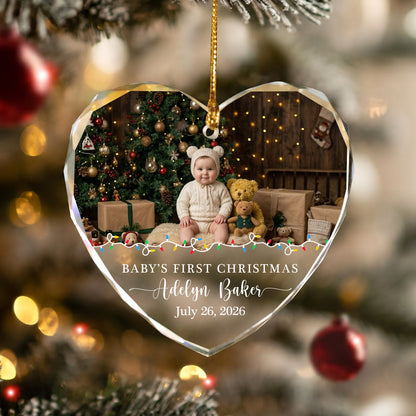 Baby 1st Christmas Ornament Image - Custom Name Glass Ornament 2026