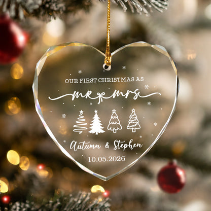 Our First Christmas Mr & Mrs Glass Xmas Ornament 2026