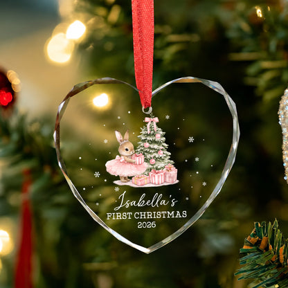 Baby 1st Christmas Ornament Rabbit - Custom Name Glass Ornament 2026