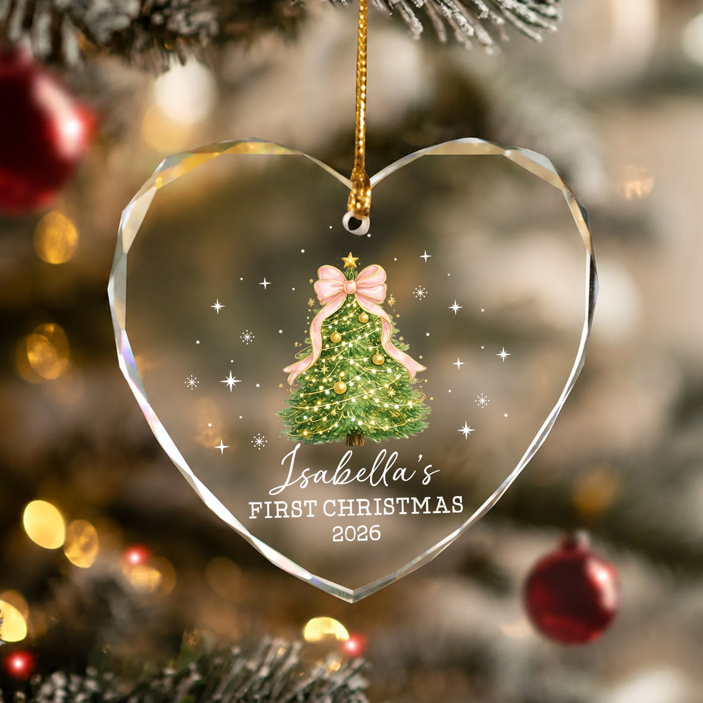 Baby 1st Christmas Ornament - Custom Name Glass Ornament 2026