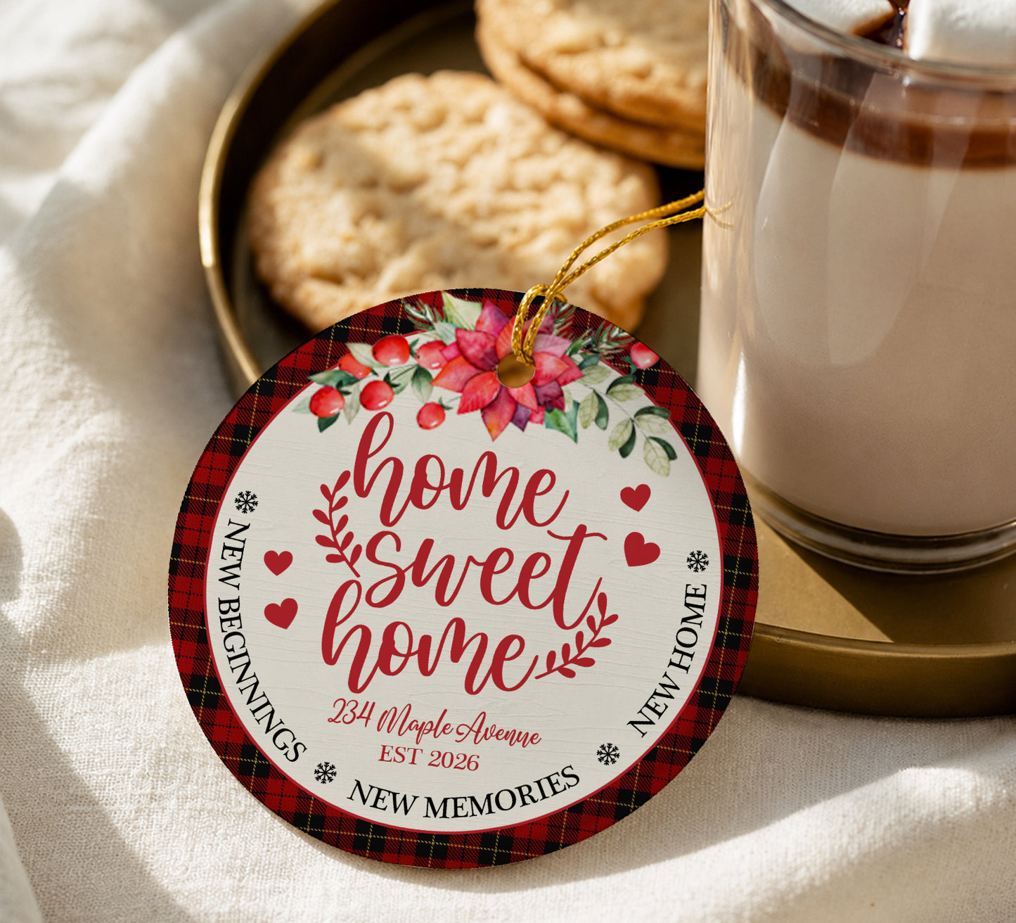 Home Sweat Home New Beginning - Custom Name & Address Ceramic Xmas Ornament 2026