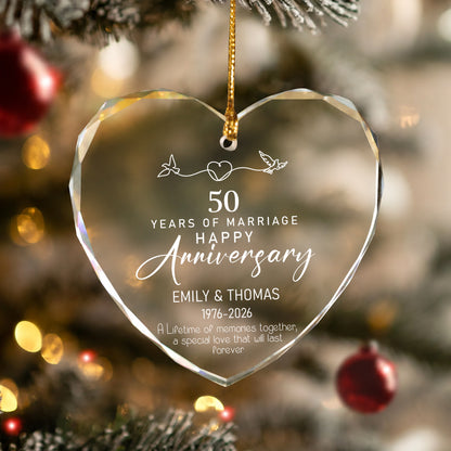 Year Of Marriage Happy Anniversary Custom Name Date Glass Xmas Ornament 2026