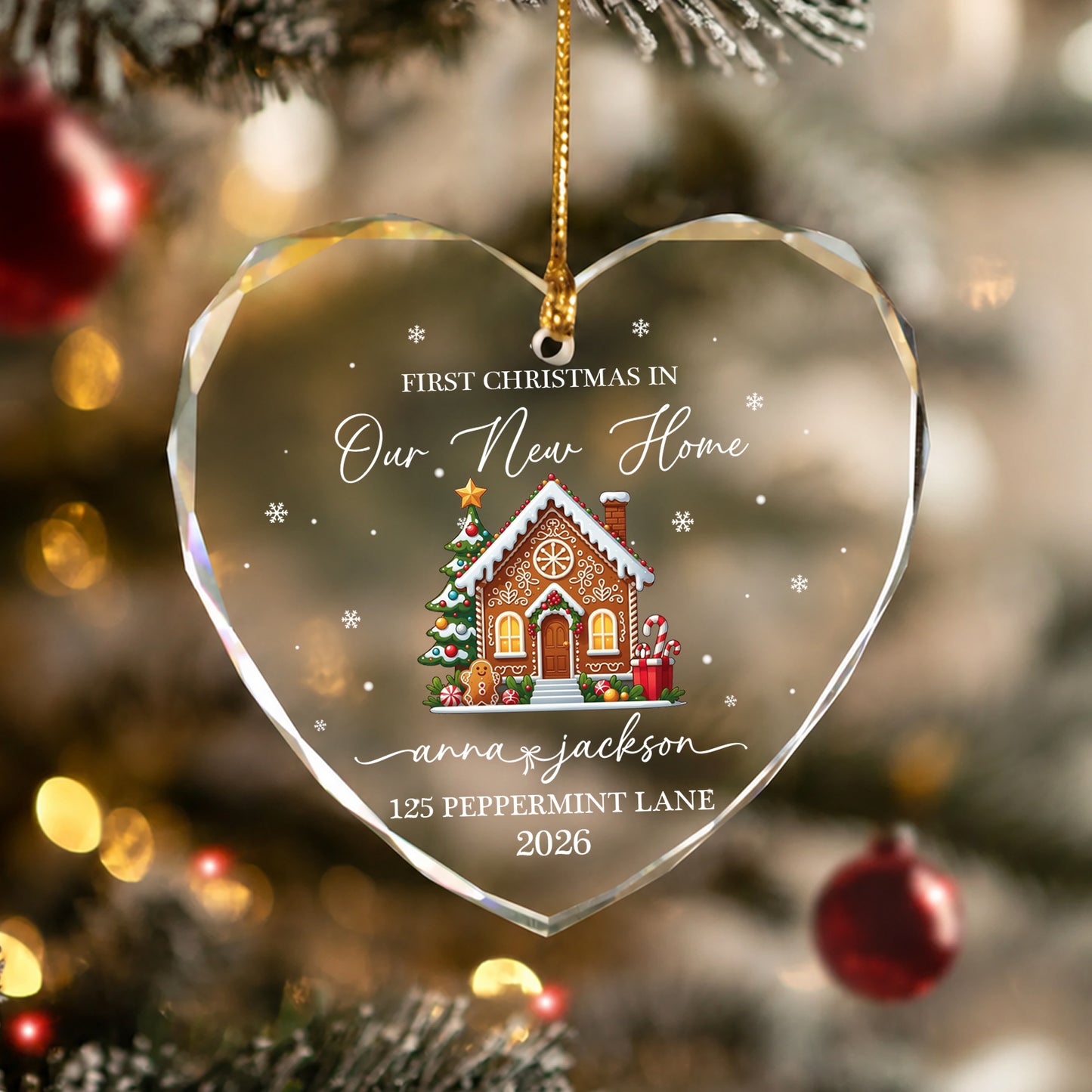 First Christmas In New Home Custom Name Glass Xmas Ornament 2026