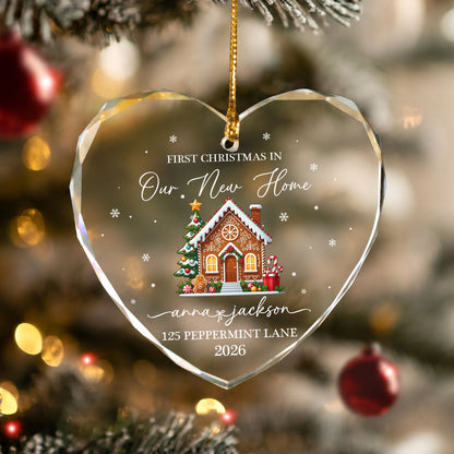 First Christmas In New Home Custom Name Glass Xmas Ornament 2026