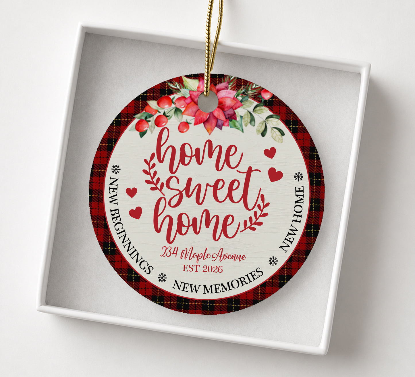 Home Sweat Home New Beginning - Custom Name & Address Ceramic Xmas Ornament 2026