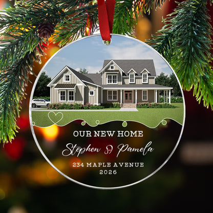 Our New Home Custom Name Image Glass Xmas Ornament 2026