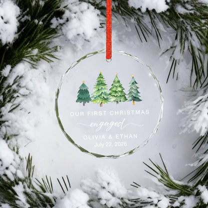 Our 1st Christmas Engaged Glass Ornament 2026 Xmas