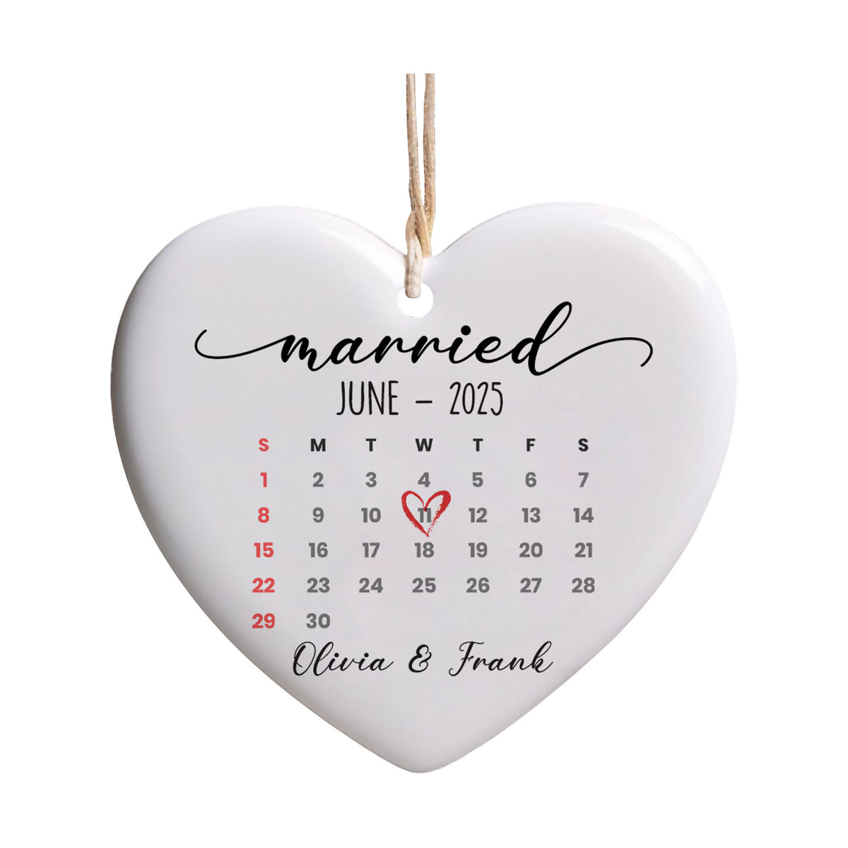 Personalized Engagement Custom Calendar Ornament 2025