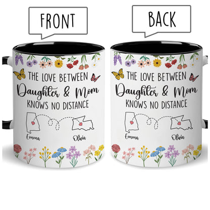 Personalized Daughter And Mom Custom Map Distance Effect Coffee Mug