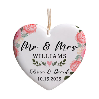 Personalized Wedding Ornament 2025, Mr and Mrs Christmas