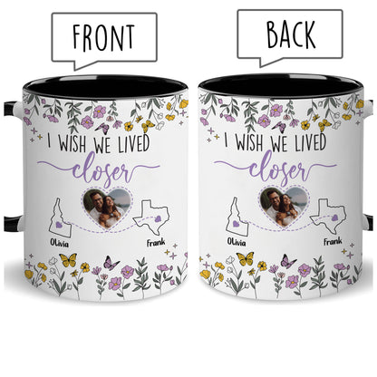 Personalized Map Distance State Floral Coffee Mug, Custom Long Distance