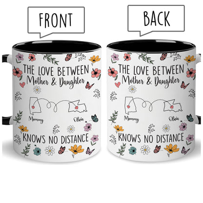 Personalized Custom Map Distance Effect Mom And Daughter Coffee Mug 11Oz 15Oz