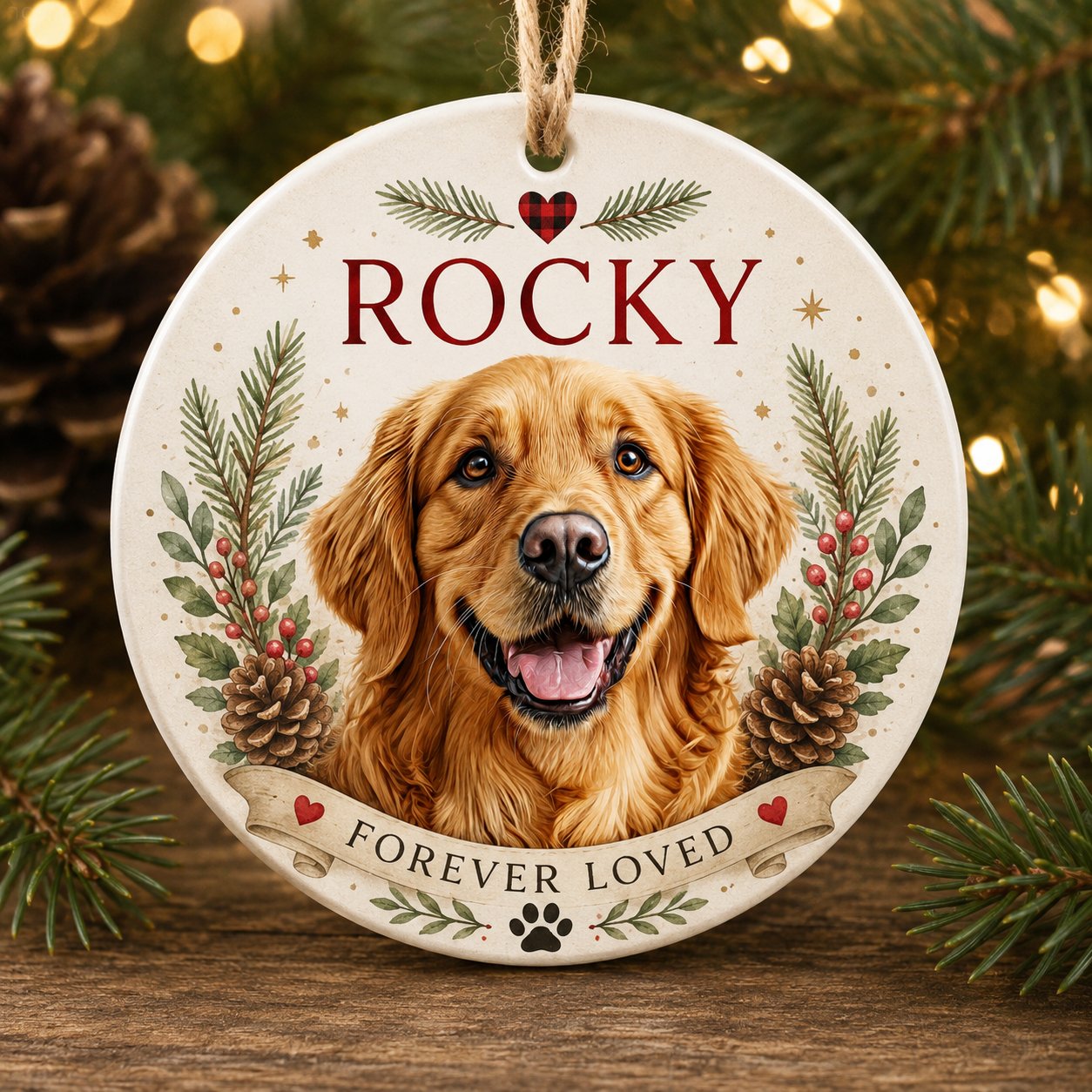 Personalized Pet Memorial Christmas Ornament – Custom Pet Photo Ornament with Name & Memorial Quote