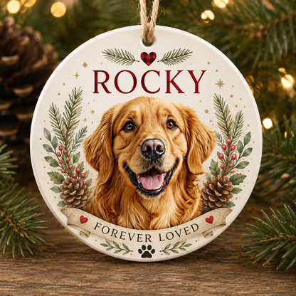 Personalized Pet Memorial Christmas Ornament – Custom Pet Photo Ornament with Name & Memorial Quote