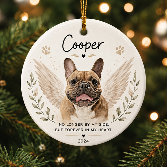 Personalized Pet Memorial Christmas Ornament – Custom Pet Photo Ceramic Ornament with Name