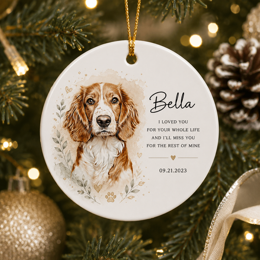 Personalized Pet Memorial Christmas Ornament – Custom Pet Photo Ceramic Ornament with Name, Memorial Quote & Date