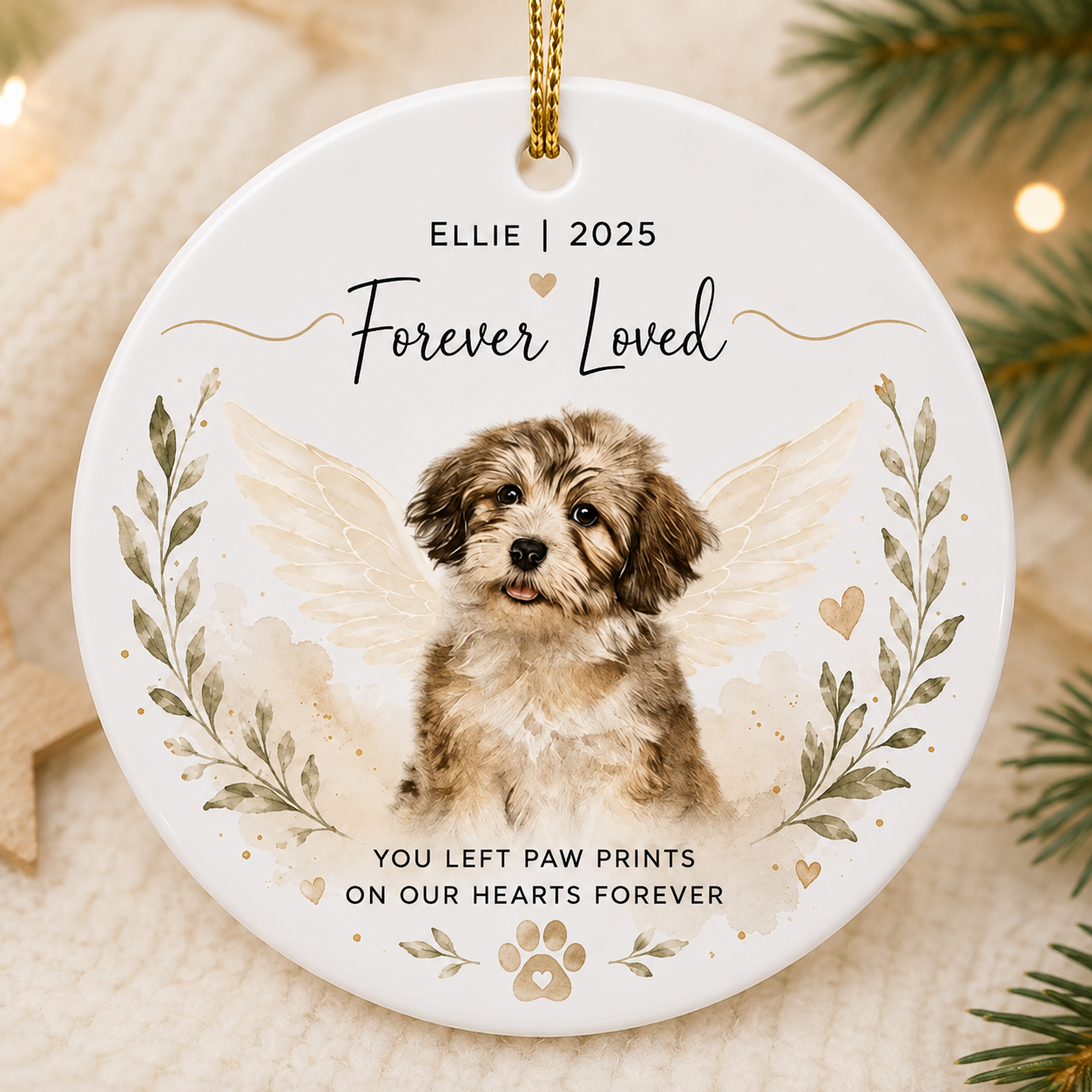 Personalized Pet Memorial Christmas Ornament – With Name, Year & Memorial Quote