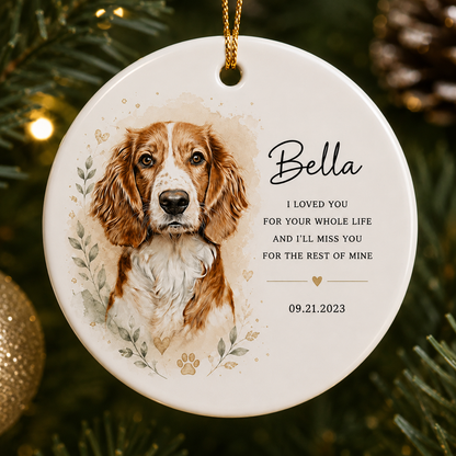 Personalized Pet Memorial Christmas Ornament – Custom Pet Photo Ceramic Ornament with Name, Memorial Quote & Date