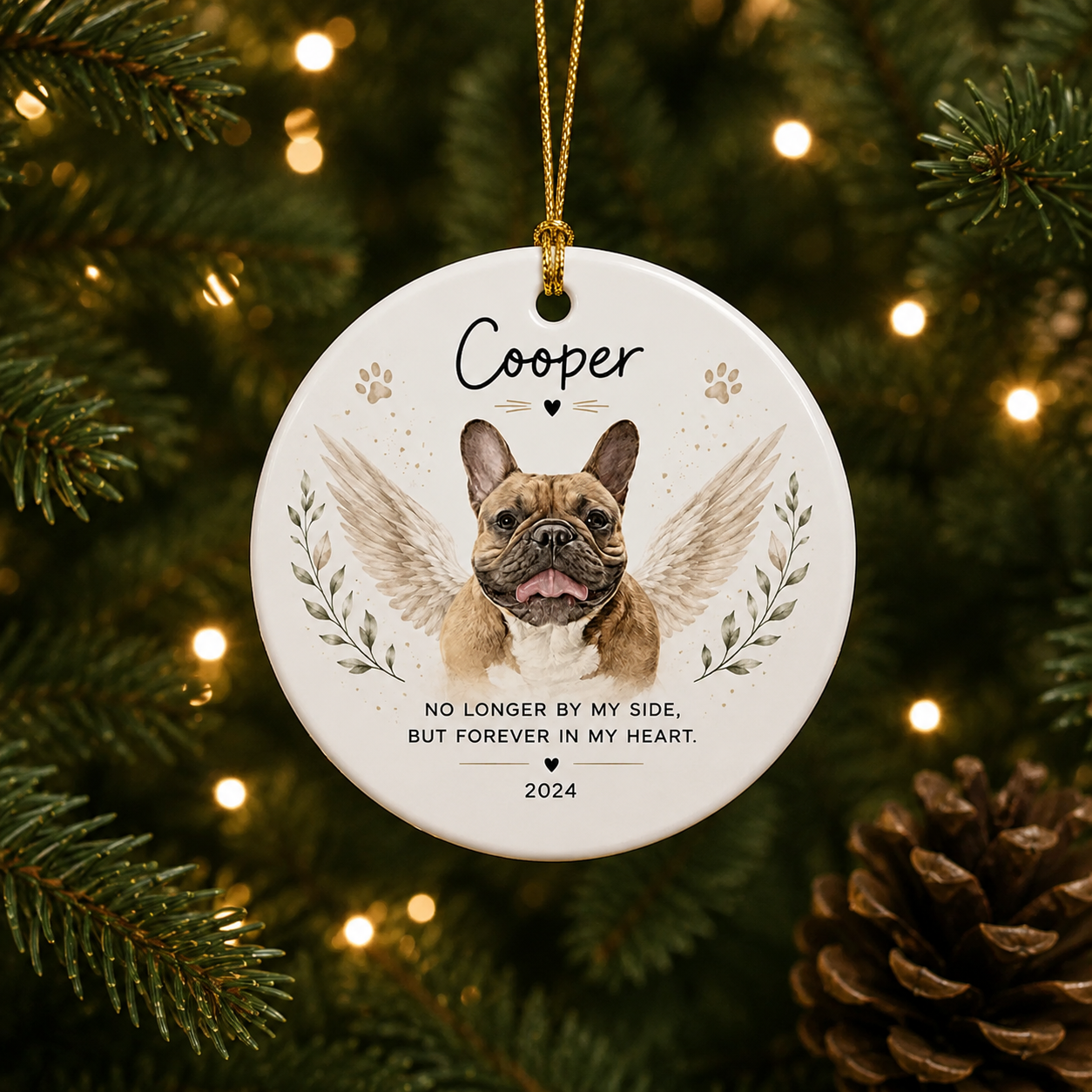 Personalized Pet Memorial Christmas Ornament – Custom Pet Photo Ceramic Ornament with Name